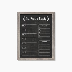 Chalkboard Calendar | Shopping List and Menu | Dry erase calendar MEDIUM - Framed calendar - weekly calendar #18103