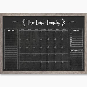 Family Wall Calendar - Custom 24x36 Framed Chalkboard, Dry erase calendar, Monthly calendar for home, office or classroom, Reusable #24178