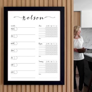 Whiteboard Weekly Menu and 2, 3 or 4 chore charts | Command Center MEDIUM | Dry erase chalkboard weekly calendar | Framed calendar #18102