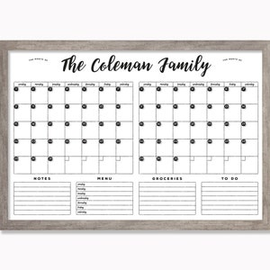 Personalized Dry Erase Wall Calendar with Custom To Do List and Notes Organization Sections Large Whiteboard Calendar 2 months 24175 image 2