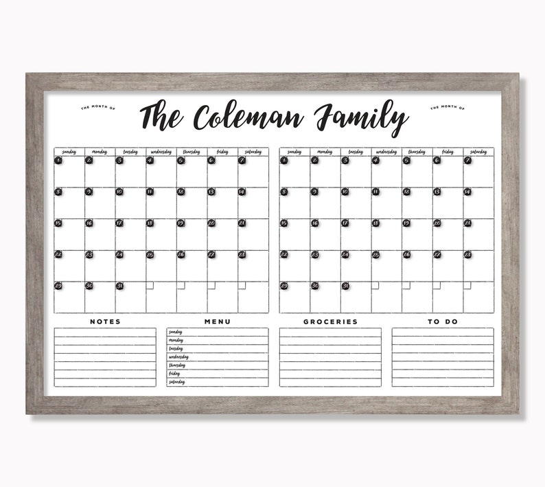 Personalized Dry Erase Wall Calendar with Custom To Do List and Notes Organization Sections Large Whiteboard Calendar 2 months 24175 image 2