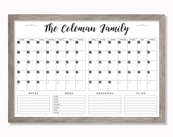 Personalized Dry Erase Framed Monthly Whiteboard Calendar for Wall | Large Calendar for office or housewarming gift - 2 months #24175