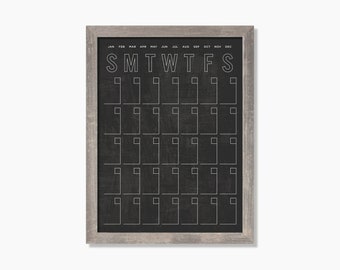 Chalkboard Calendar MEDIUM - No Notes or Menu - Dry erase calendar - Framed calendar  #18416