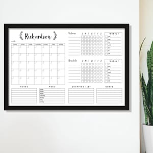 Command Center Large Whiteboard Calendar | Framed Magnetic Calendar Option | 2, 3, 4, 5 or 6 chore charts | #24159