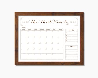 Bronze Calendar - Dry erase calendar MEDIUM - Framed calendar - framed whiteboard calendar - #18206