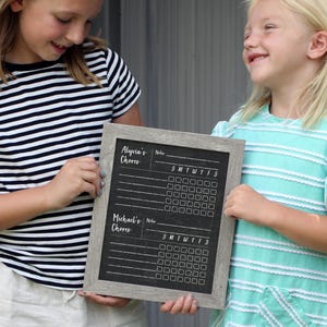 Chalkboard Chore Chart SMALL - Dry erase chore chart - Framed chore chart - magnetic chore chart  #801