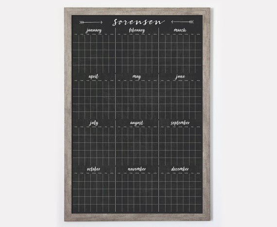 Yearly Calendar Annual Calendar FULL YEAR Calendar LARGE Chalkboard Calendar  24180 - Etsy