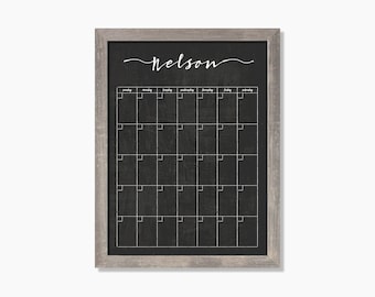 Chalkboard Calendar MEDIUM - No Notes or Menu - Dry erase calendar - Framed calendar  #18104