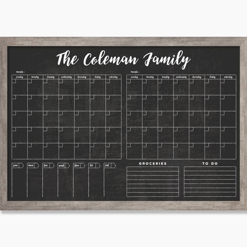 Chalkboard Calendar Dry Erase Calendar Framed Calendar Etsy