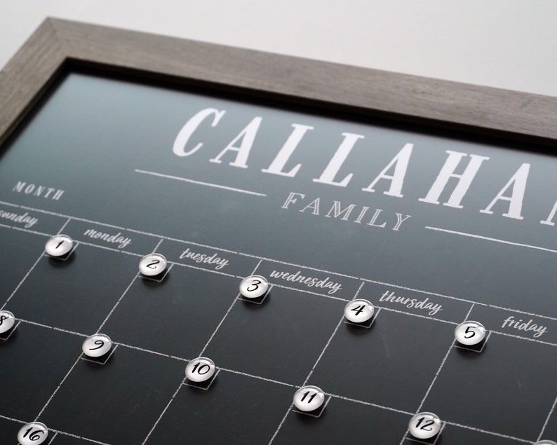 Large Personalized Calendar, Custom Family Name Calendar , Dry-Erase Chalkboard Calendar, 36x24 Horizontal Reusable Calendar 24101 image 8