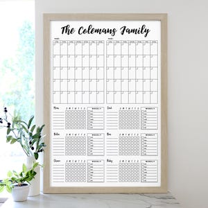 Command Center 2 month LARGE Whiteboard Calendar - Dry erase calendar - Framed calendar - 2, 3, 4 or 6 chore charts #24173