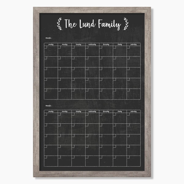 Command Center 2 Month LARGE Chalkboard Calendar - Dry erase calendar - Framed calendar - 2 months #24203