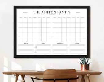 Command Center LARGE 2 month modern calendar - Dry Erase Calendar - Framed Whiteboard Calendar - 2 months #24124