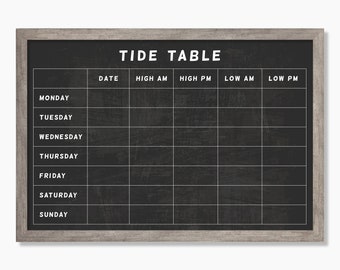 Tide Table Chart Large Tide Table Board 24122 - Etsy