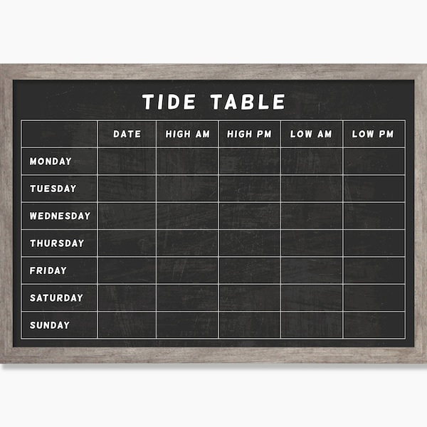 Tide Table chart LARGE - Tide Table Board  #24122