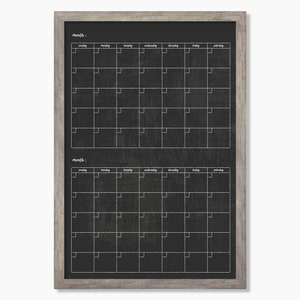 Command Center 2 Month LARGE Chalkboard Calendar - Dry erase calendar - Framed calendar - 2 months #24202