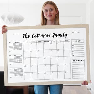 Command Center Calendar | Large 24X36 Wall Calendar | Dry erase whiteboard calendar | Framed Calendar with 2, 3 or 4 chore charts #24191