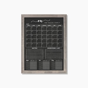 Command Center MEDIUM - Dry erase weekly calendar and chore charts - Framed calendar #18419