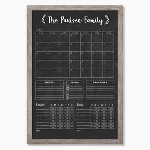 Command Center 2 or 3 chore charts | LARGE 24 X 36 Chalkboard Calendar - Dry erase calendar - Framed calendar #24152