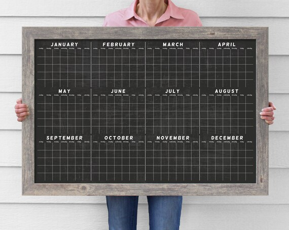 Yearly Calendar 2024 Annual Calendar FULL YEAR Calendar LARGE Chalkboard  Calendar 24182 - Etsy