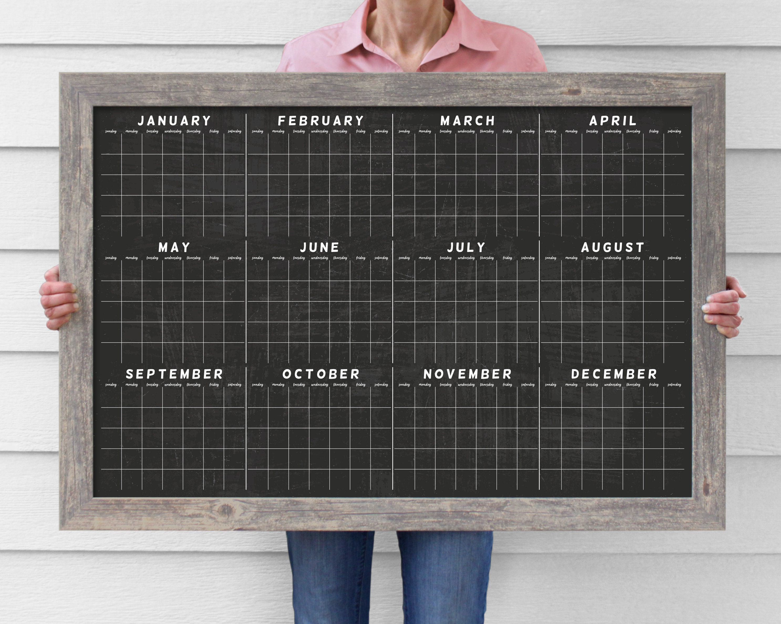 Yearly Calendar 2024 Annual Calendar FULL YEAR Calendar LARGE Chalkboard  Calendar 24182 - Etsy