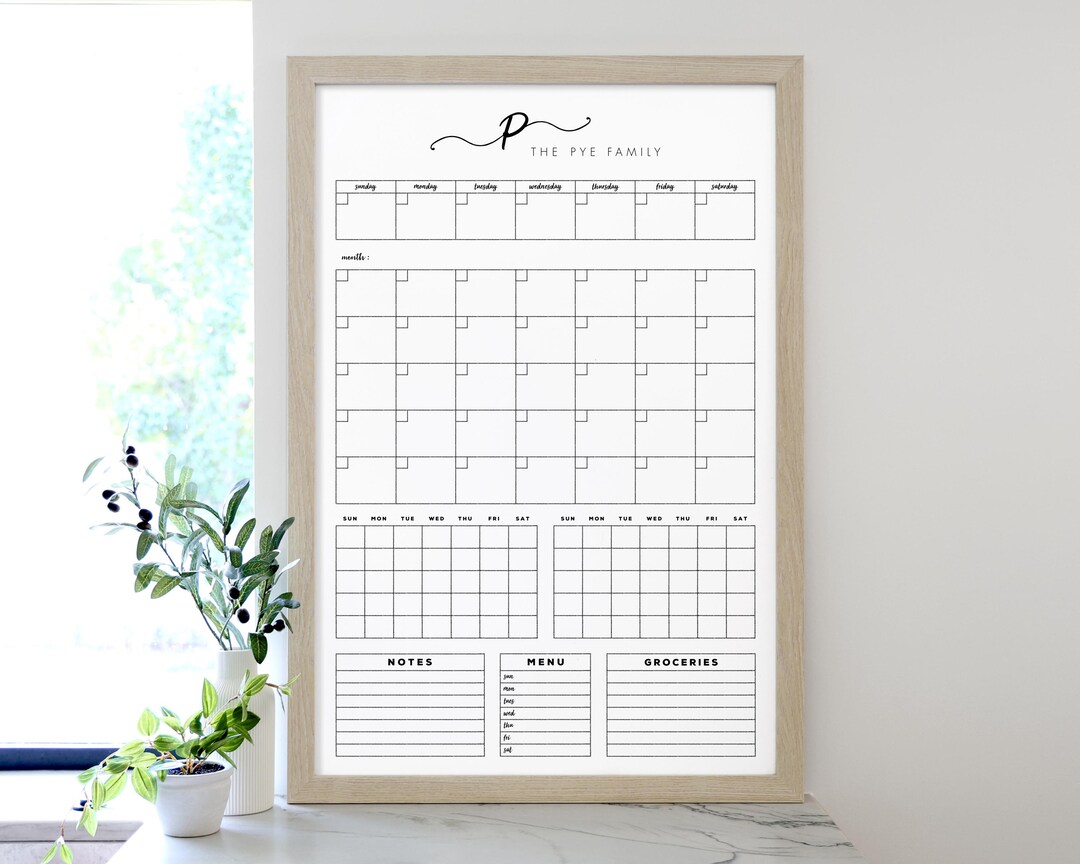Monthly Calendar With Weekly View and 2 Small Months, Personalized ...
