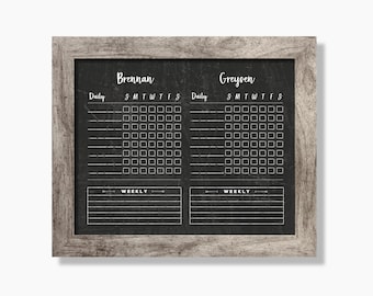 Chalkboard Chore Chart SMALL - Dry erase chore chart - Framed chore chart #805