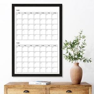 Large Minimalist Whiteboard Calendar 24" X 36", Dry-Erase Reusable Calendar, Simple - 2 months #24202