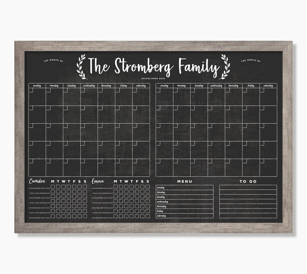 2023 Two Month Calendar, Chalkboard Calendar, Dry Erase Family Organization Wall  Calendar, Reusable 1, 2, 3 or 4 Chore Charts, 24155 
