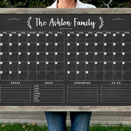 Command Center LARGE Chalkboard Calendar Dry Erase Calendar Etsy