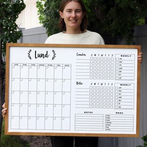 Command Center - 2, 3, 4 5, or 6 chore charts LARGE Whiteboard Calendar - Dry erase calendar - Magnetic Calendar Option #24157