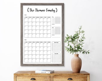 Large Personalized Reusable Whiteboard Calendar | 24x36 size | 2 months and 2, 3, 4, or 5 chore charts  #24137