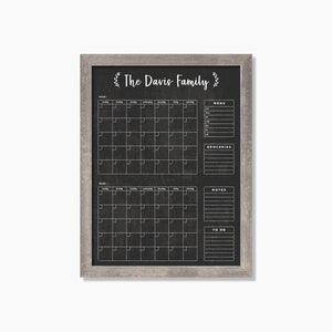 Wedding Gift Calendar | Custom Calendar | 24x18 Family Calendar | Dry-Erase Chalkboard Calendar MEDIUM 2 month Framed Calendar - #18112