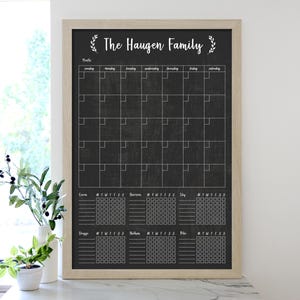 Command Center 5 or 6 Chore Charts and one month LARGE Chalkboard Calendar | Dry Erase Family Calendar | Framed calendar #24207