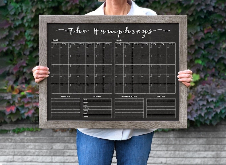 Chalkboard Calendar Dry Erase Calendar MEDIUM 2 Month Etsy