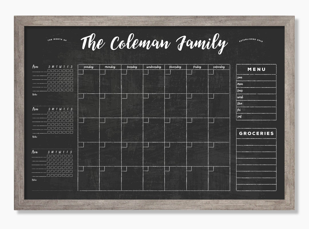 Command Center Calendar Large 24X36 Wall Calendar Dry Erase Chalkboard
