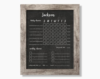 Chalkboard Reward Chore Chart SMALL - Dry erase chore chart - Framed chore chart #814