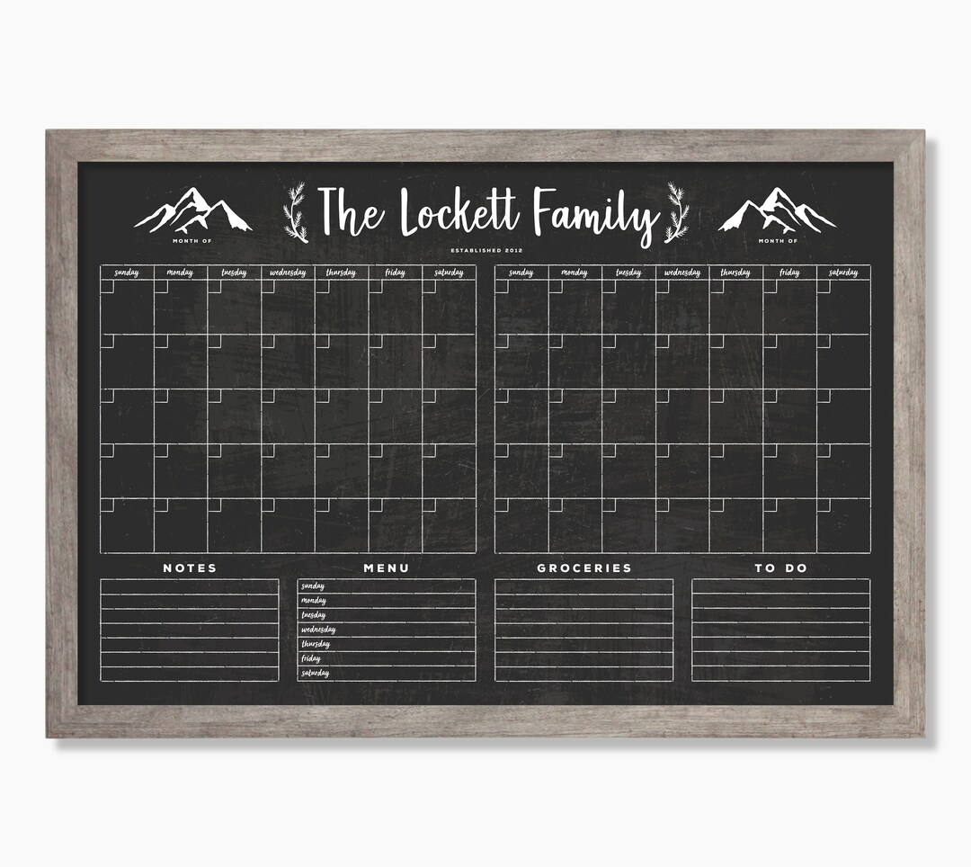 Command Center LARGE Chalkboard Calendar Dry Erase Calendar Etsy