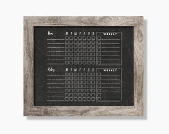 Chalkboard Chore Chart SMALL - Dry erase chore chart - Framed chore chart #816