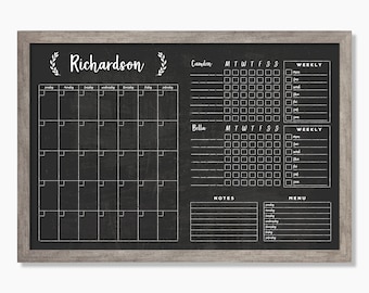 Command Center - 2, 3, 4 5, or 6 chore charts LARGE Chalkboard Calendar - Dry erase calendar - Magnetic Calendar Option #24157