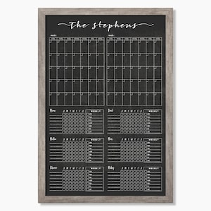 Command Center 2 month LARGE Chalkboard Calendar - Dry erase calendar - Framed calendar - 2, 3, 4 or 6 chore charts #24173