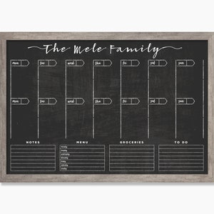 Chalkboard Calendar LARGE  2 weeks - Dry erase calendar - Framed calendar - Command center #24119