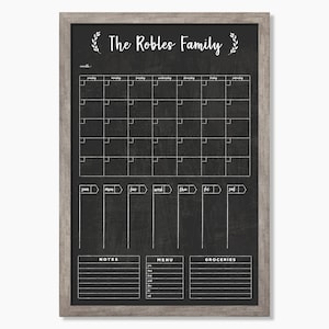Command Center 1 week and 1 month LARGE Chalkboard Calendar - Dry erase calendar - Framed calendar #24103