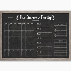 Chalkboard Calendar LARGE - Dry erase calendar - Framed calendar - Command center #24115