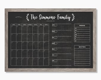 Chalkboard Calendar LARGE - Dry erase calendar - Framed calendar - Command center #24115