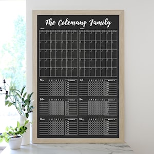 Command Center 2 month LARGE Chalkboard Calendar - Dry erase calendar - Framed calendar - 2, 3, 4 or 6 chore charts #24173