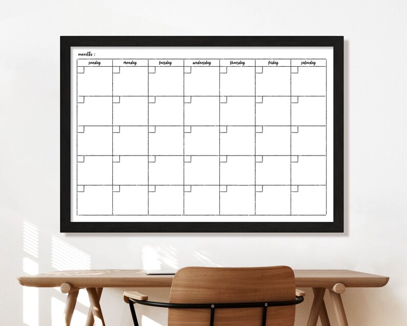 Large Wall Calendar 24 X 36 Reusable Calendar Dry Erase Etsy