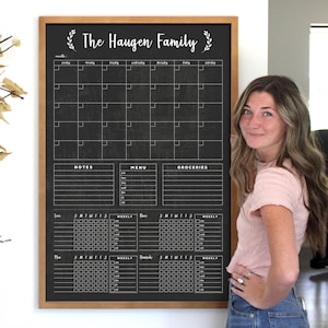 Command Center 2 or 4 chore charts LARGE Chalkboard Calendar - Dry erase calendar - Framed calendar #24154