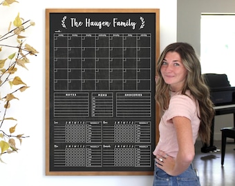 Command Center 2 or 4 chore charts LARGE Chalkboard Calendar - Dry erase calendar - Framed calendar #24154
