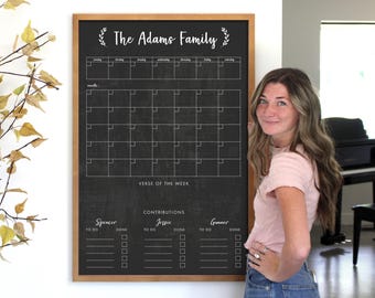 Command Center 1 week and 1 month LARGE Chalkboard Calendar - Dry erase calendar - Framed calendar #24127